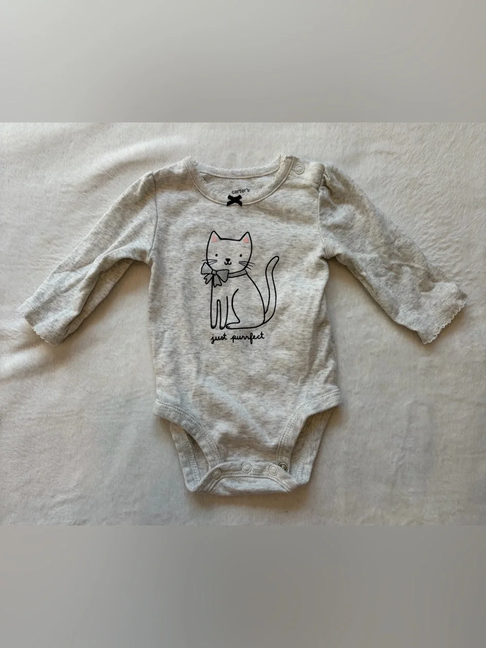 Carters Baby Long-Sleeve Bodysuit and Bow Print Pants Set - Gray & Black